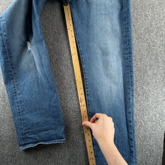 Levis 501 93 Straight Jeans Button Fly Classic Blue Denim Men Cotton ACTL 32X29 - Picture 7 of 16